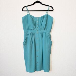 Twelfth Street x Cynthia Vincent Blue Silk A-Line Dress Size Large